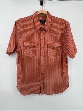 Frye Western Rugged Heritage Coastal Rust Short-Sleeve Button-Down Shirt SzM